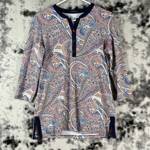 J McLaughlin Top Womens Size Large Paisley Floral Nylon‎ Stretch Casual